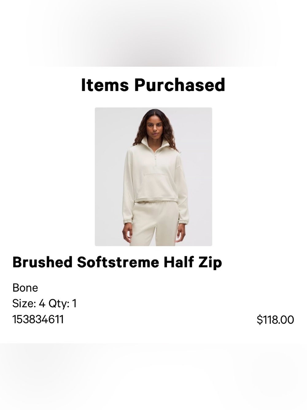 Lululemon Brushed Softstreme Half Zip Sz 4